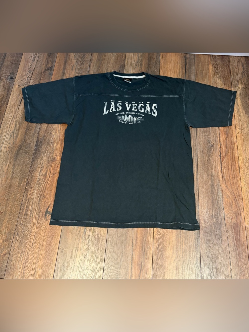 Vintage Prairie Mountain Las Vegas Football Tee Menβs XL Black Contrast Stitch